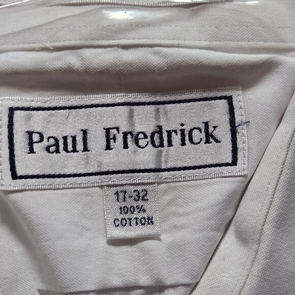 Paul Fredrick Men's Pinpoint Snap Tab Collar White 100% Cotton  Shirt Size 17-32 - Picture 15 of 15